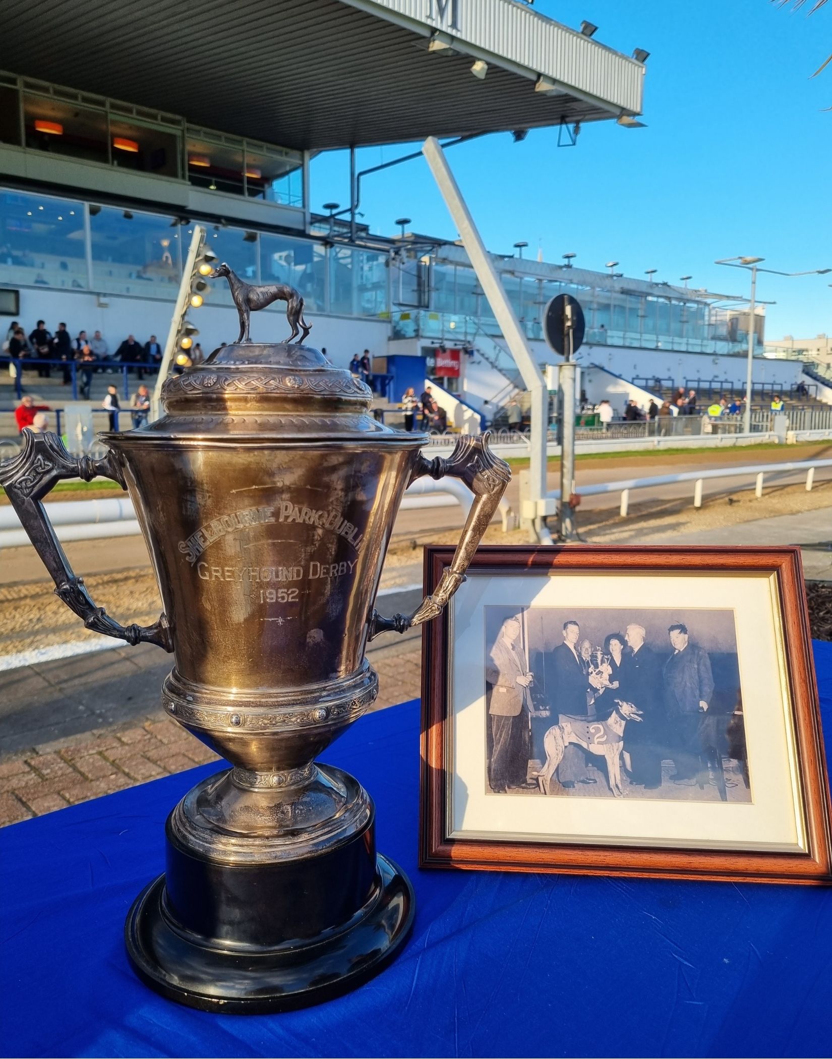 The 1952 Irish Greyhound Derby Trophy and Presentation Photo