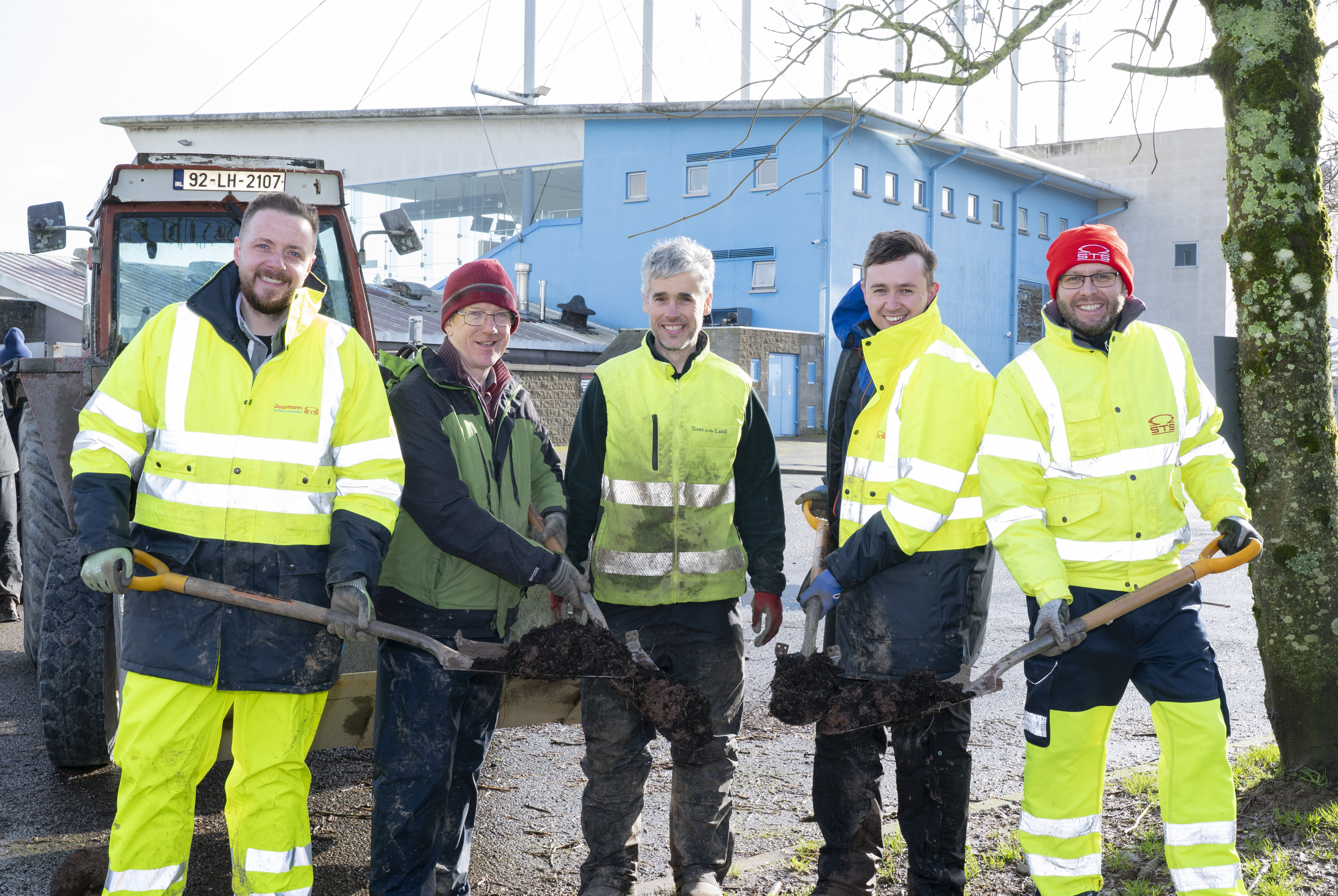 STS Group Cork Team Supporting Biodiversity Initiative Members of STS Group Cork assist with the planting of native Irish trees at Curraheen Park, using equipment and tools to prepare the ground as part of the stadium’s sustainability initiative.