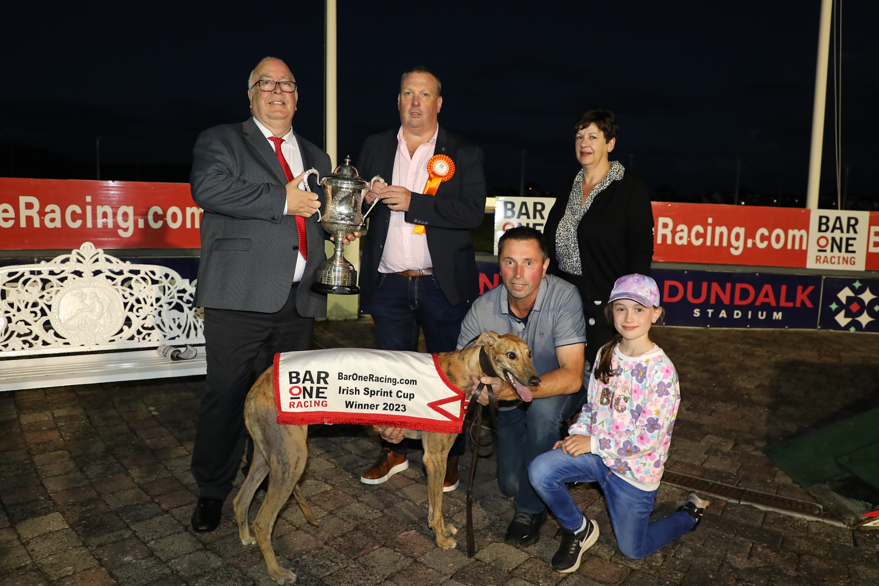 Carrick Aldo wins the 2023 Bar One Racing Irish Sprint Cup in Dundalk Stadium   Congratulations to Carrick Aldo, owner Thomas Glynn, trainer David Murray and all the connections. With a time of 20.80 - the fastest Irish Sprint Cup Final ever! 