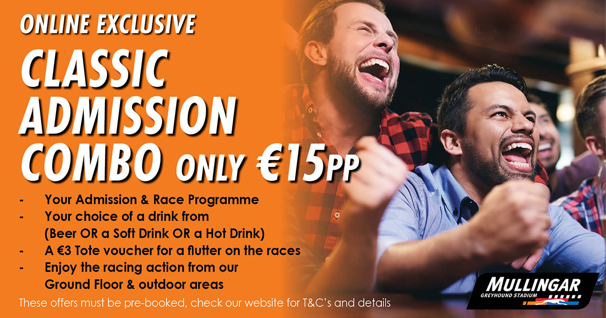 Enjoy a great night out at the dogs at Mullingar Greyhound Stadium