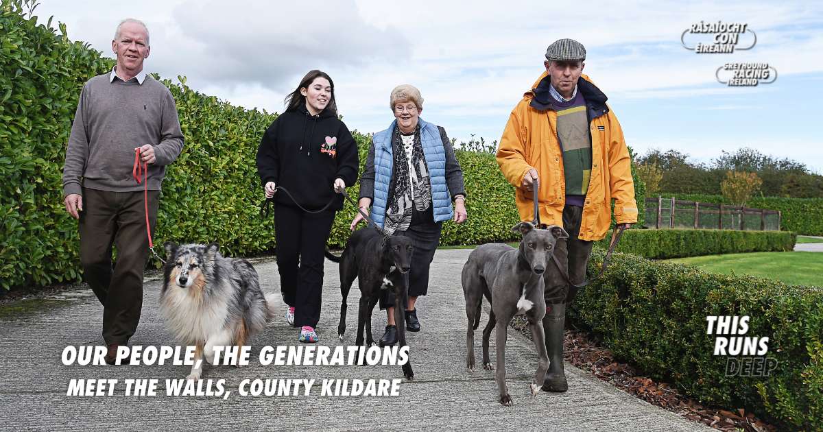 Picture shows members of the Wall Family from County Kildare, one of hundreds of families across Ireland united by their love of greyhounds and greyhound racing