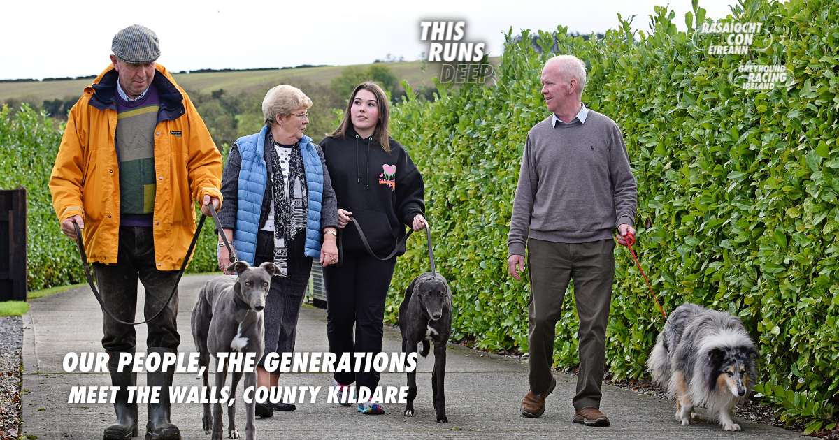Picture shows members of the Wall Family from County Kildare, one of hundreds of families across Ireland united by their love of greyhounds and greyhound racing