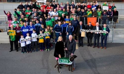 Varra Cosabawn front and centre at the launch of the 2017 Con and Annie Kirby Memorial at Limerick Greyhound Stadium