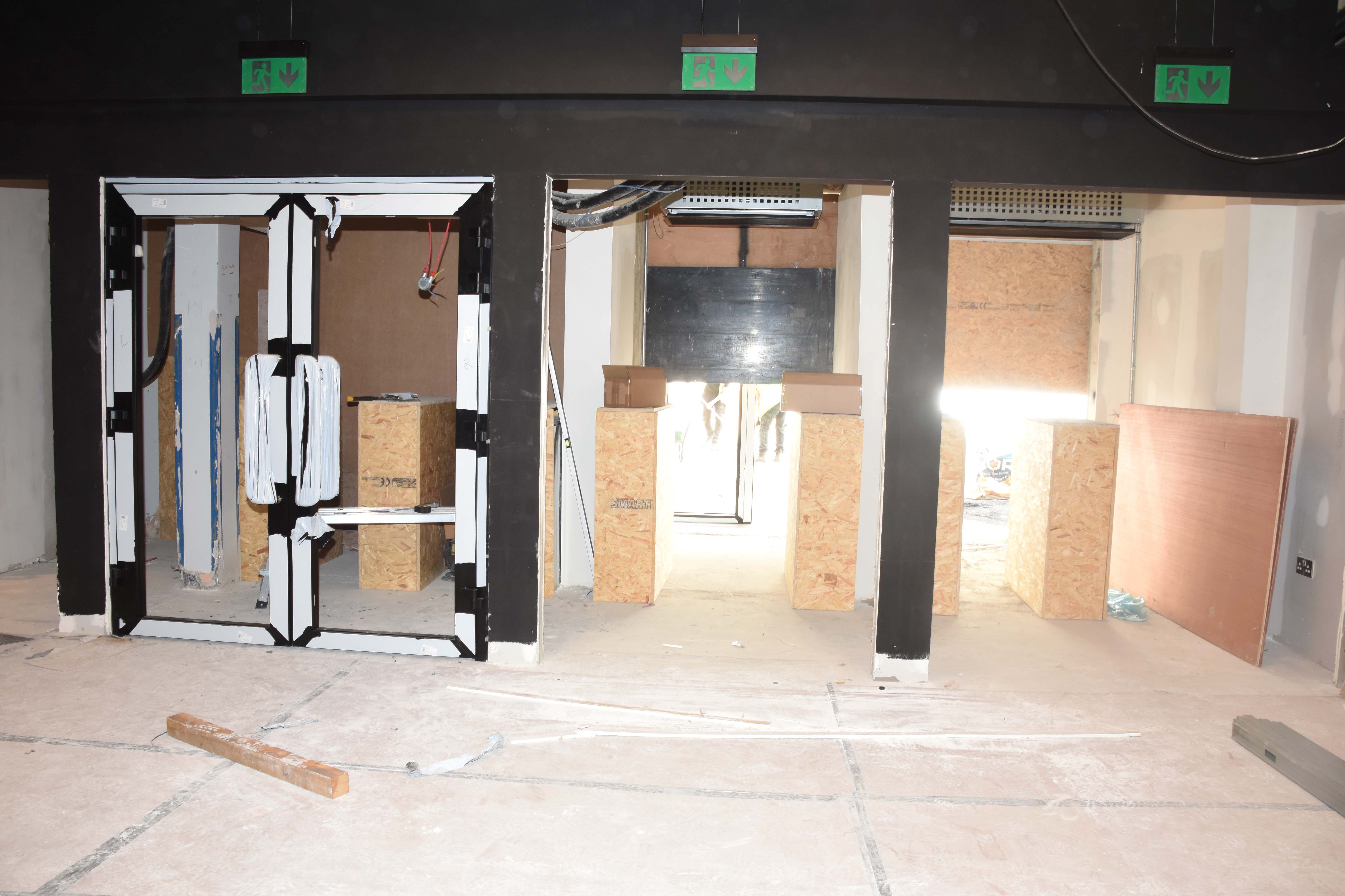 Image shows redevelopment works in the new turnstiles entrance in Shelbourne Park Greyhound Stadium Image shows redevelopment works in the new turnstiles entrance in Shelbourne Park Greyhound Stadium